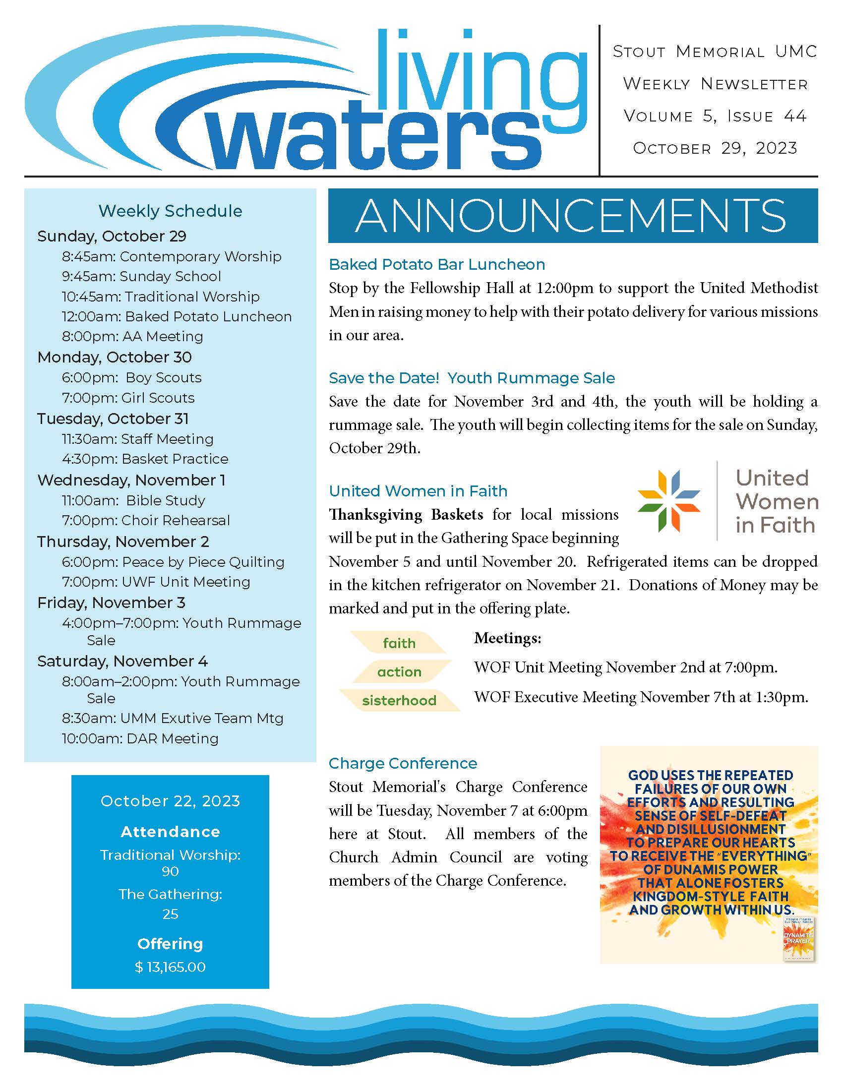 living waters newsletter, front